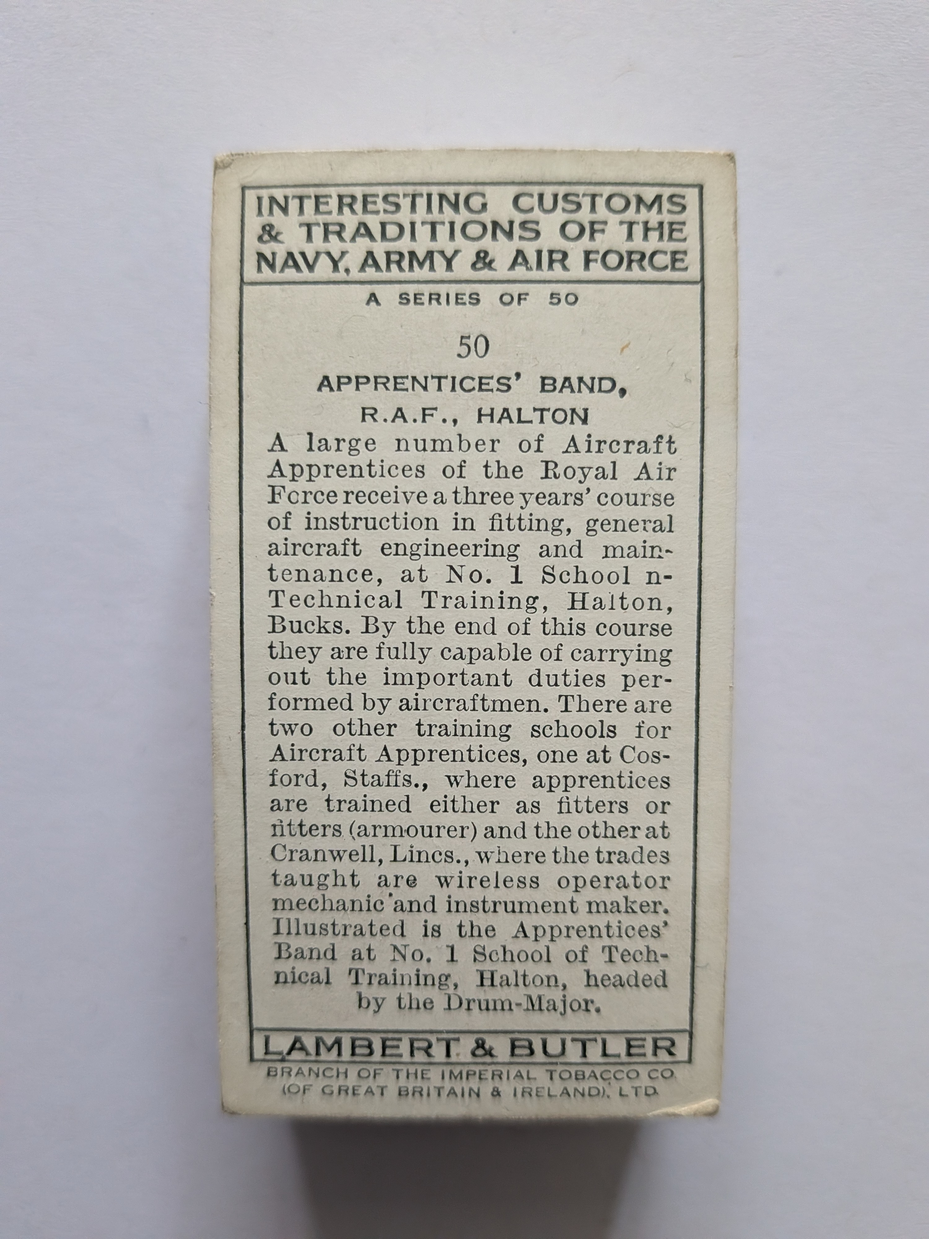Photo of the back of these Interesting Customs and Traditions of the Navy... cigarette cards